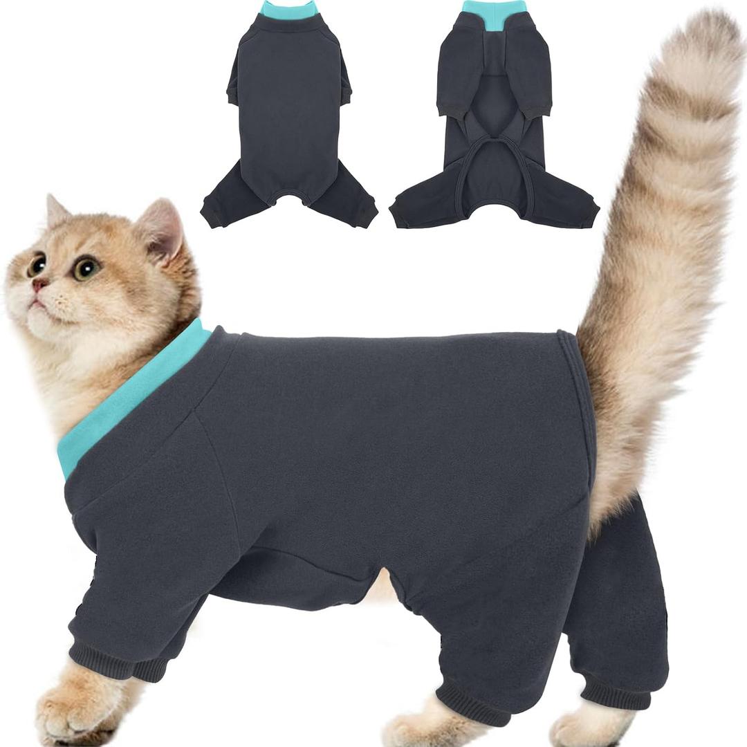 Cat Hair Sticky Onesie, Prevent Hair Loss Cat Pajamas, Long Sleeves Anti-Licking & Skin Disease Recovery Suit for Cats, Sphynx Clothes Costumes Outfits for Pet, 2XL
