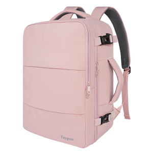 Taygeer Travel Backpack for Women, Carry On Backpack with USB Charging Port & Shoe Pouch, TSA 15.6inch Laptop Mochila Flight Approved, Nurse Bag Casual Daypack for Weekender Business Hiking, Pink, L