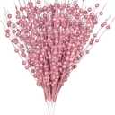 DearHouse 10 Pack Christmas Glitter Berries Stems, Artificial Christmas Picks for Tree Ornaments, DIY Xmas Wreath, Crafts, Holiday Home Decor (Pink)
