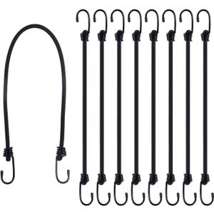 Bungee Cords with Hooks, 8 Pack 24 Inch Thick Elastic Rope Strong, Stretchy Tie Downs with Secure Hooks for Cargo, Camping, Tents, Luggage All-Weather