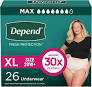 Depend Fresh Protection Adult Diapers, Incontinence & Postpartum Bladder Leak Underwear for Women, Disposable, Maximum, ExtraLarge, Blush, 26 Count