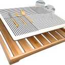 Stone Drying Mat for Kitchen Counter - Stone Drying Mat - Dish Drying Mat - Large Stone Drying Diatomaceous Earth - Stone Drying Mat with Bamboo Rack - Drying Stone - 20.7 x 16.7 Inch - Fast Drying