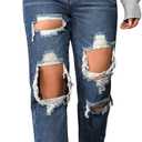 Floerns Women's High Waisted Distressed Jeans Straight Leg Casual Ripped Denim Pants (Blue, XXL)