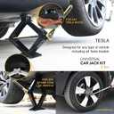 Car Jack Kit 3 Ton (6,600 lbs) with Tesla Pad & Universal Rubber Pad | Scissor Jack for Car - Tire Jack Tool Kit | Portable, Ideal for SUV and Auto - Universal Emergency Kit with Lug Wrench