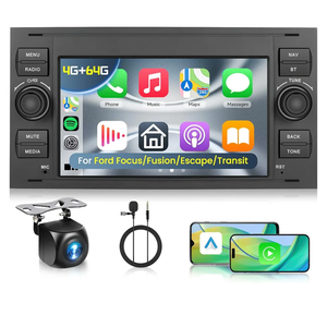 4G+64G Car Radio for Ford Fusion 2006-2011 Escape 2008-2012 Flex 2006-2008 Focus 2005-2007 Ford Transit 2005-2011 with Wireless CarPlay Android Auto 7 Inch IPS Touchscreen GPS WiFi BT DSP Audio