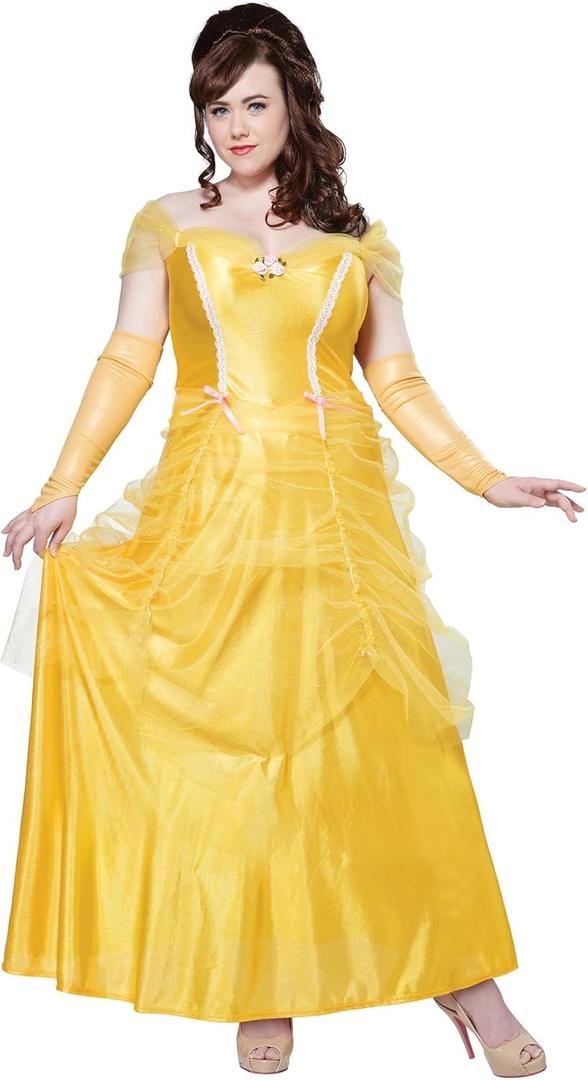 California Costumes Women's Plus-Size Classic Beauty Long Dress Gown Plus (1X-Large, Yellow)