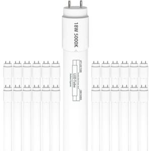 Konideke 25 Pack, T8 Led Bulbs 4 Foot 18W, Type B Ballast Bypass, 48 inch Led Bulbs Replacement for F32T8, F20T10, F40T12 Fluorescent Tubes Light Bulb, Dual Ended Power Input, 5000K 2300lm