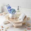 Turtle Pine Wood Riser Display Stand Round Pedestal Stand Wood Risers Coastal Style Riser Display Pedestal Holder for Kitchen Decor and Countertop Organizer
