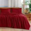 Shilucheng 100% Cotton King Size Sheets Set - 600 Thread CountLuxury Egyptian Cotton Bed Sheets5-Star Hotel Quality Sheets, Breathable & Cooling, 16 Inch Deep Pocket - 4 Piece (Burgundy, King)