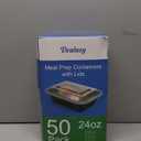 50 Pack (100-Piece) 24 oz Meal Prep Containers Reusable with Lids, Sturdy Leakproof & Food Safe, Microwave, Freezer, Dishwasher Safe Prep Containers, To Go Take Out Plastic Food Storage