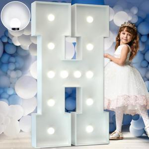 Marquee Letters 4 Feet White Tall Large Light Up Letters Baby Shower Decorations Wedding Engagement Happy birthday White Party Decorations Marry Me Sign Big Cardboard Backdrop H