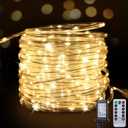 Connectable Rope Lights Plug in,66FT 200 LED Rope Lights for Outside,Waterproof 8 Modes Remote Tube Light for Indoor Outdoor Christmas Wedding Birthday Patio Porch Garden,Warm White