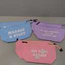 6 Pack Small Cosmetic Canvas Makeup Bags for Women with Zipper, 3 Colors and Designs (8 x 4 x 6 In) (Blue, Pink, Purple)