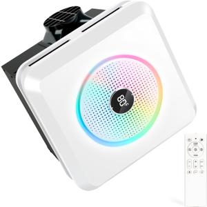 Bathroom Exhaust Fan With Bluetooth Speaker, 230 CFM Bathroom Exhaust Fan with Light, Quiet 1.0 Sone Ventilation Fan with 3 Dynamic Light 7 LED Color 3 Color Temperatures 1500LM 3000K-6500K Adjustable