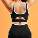 colorskin Women Sports Workout Bras Contrast Piping Bras Wirefree Yoga Bra Padded Sports Bra(Black,Medium) (M)