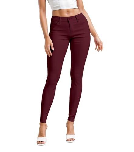 Hybrid & Company Womens Hyper Ultra Stretch Comfy Skinny Leg Work Casual Pants P44876SK Burgundy, S