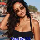 VANLINKER Retro Oval Polarized Sunglasses for Women Men Vintage 90s Metal Gold Frame Shades VL9872