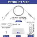 Picture Hanging Wire Kit, 4Pcs 6.56ft Adjustable Mirror Frame Hanging Wire Small Hook, 50lbs Picture Hangers with D Ring, for Canvas Paintings/ Mirrors/ Frames