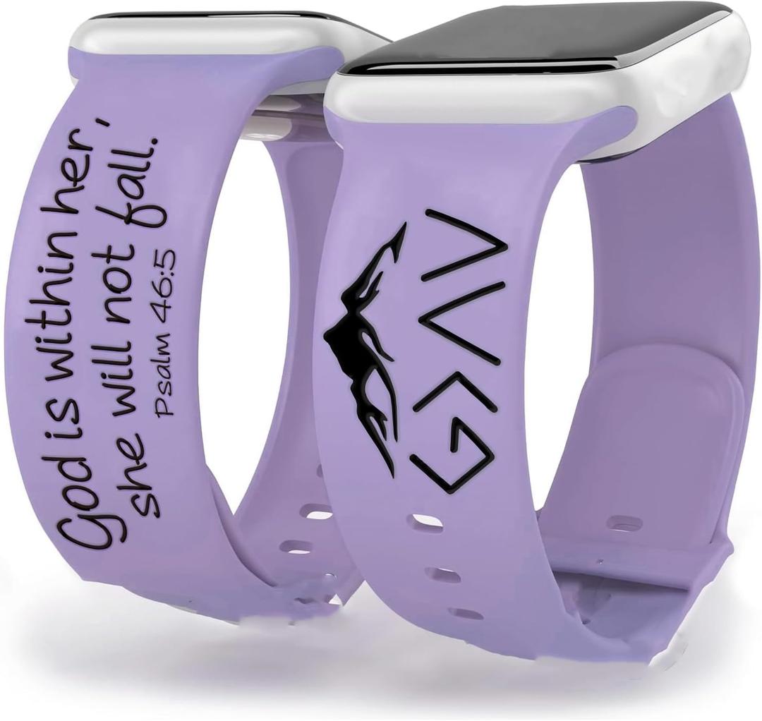 God In Her Heart Bible Watch Band Silicone Strap Engraved With Psalm 46:5 For 38mm 40mm 41mm 42mm 44mm 45mm 46mm 49mm Watches Jesus God Christian Psalm Gift