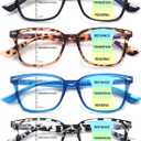 CLASAGA Progressive Multifocus Reading Glasses for Women Men, Blue Light Blocking Multifocal Computer Readers Eyeglasses (4 Mix)
