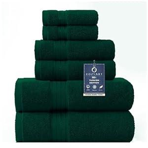 COZYART Towel Sets for Bathroom 6Pcs, Turkish Cotton Bath Towel Set Soft Highly Absorbent and Durable 650 GSM Luxury Bathroom Sets with 2 Bath Towels, 2 Hand Towels, 2 Washclothes