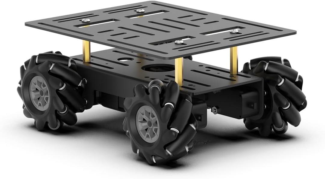 Mecanum Robot Chassis Car Kit with 360 Omnidirectional Wheel, Aluminum Alloy Frame, TT Motor, 66mm Omnidirectional Wheels, Robotic Moving Platform Robot Car DIY Kit (Unassembled)