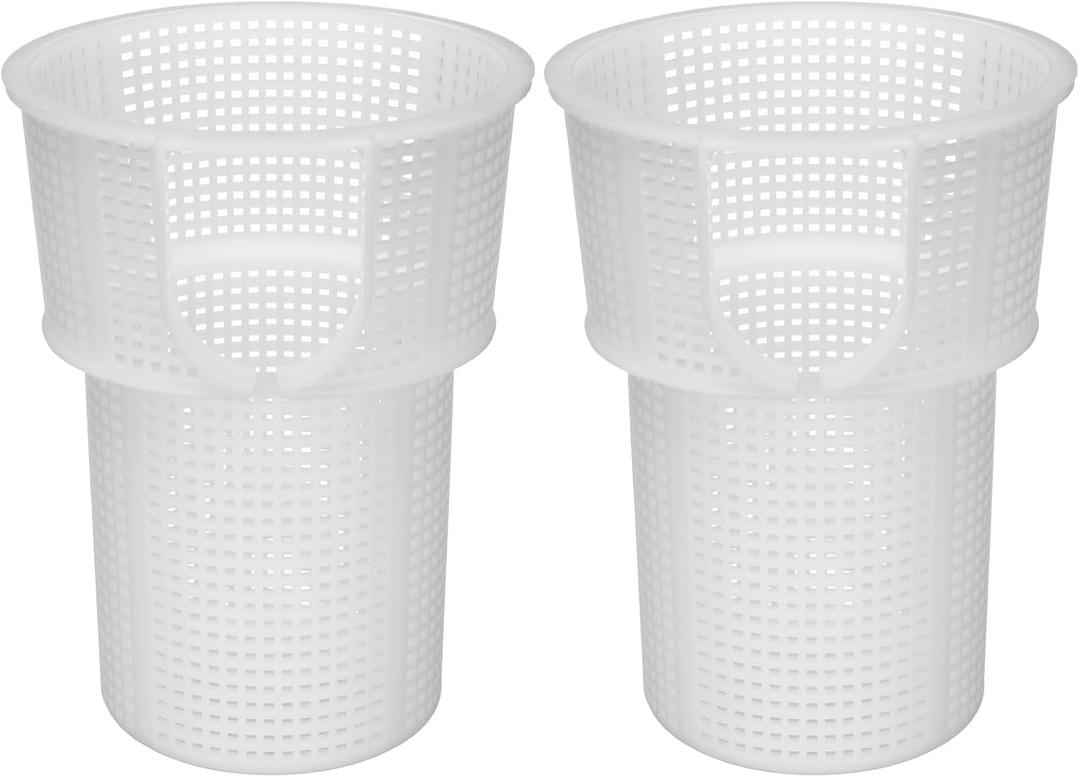 LemonRoad 2 Pcs Pool Pump Basket Replacement Compatible with Superflo Vs Pool Pump Pentair Filter, Skimmer Strainer Basket-Remove Leaves and Debris (White)
