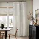 92 Inch Long Pinch Pleat Linen Curtains for Living Room 2 Panels Set Natural Cream Boho Semi Sheer Light Filtering Neutral 92 Inch Pleated Curtain with Rings Hooks Floor Ceiling Bedroom Window