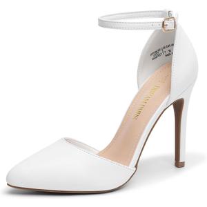 DREAM PAIRS Women's Oppointed-Lacey Pointed Toe Ankle Strap High Heel Stiletto Pumps Wedding Dress Shoes (6)