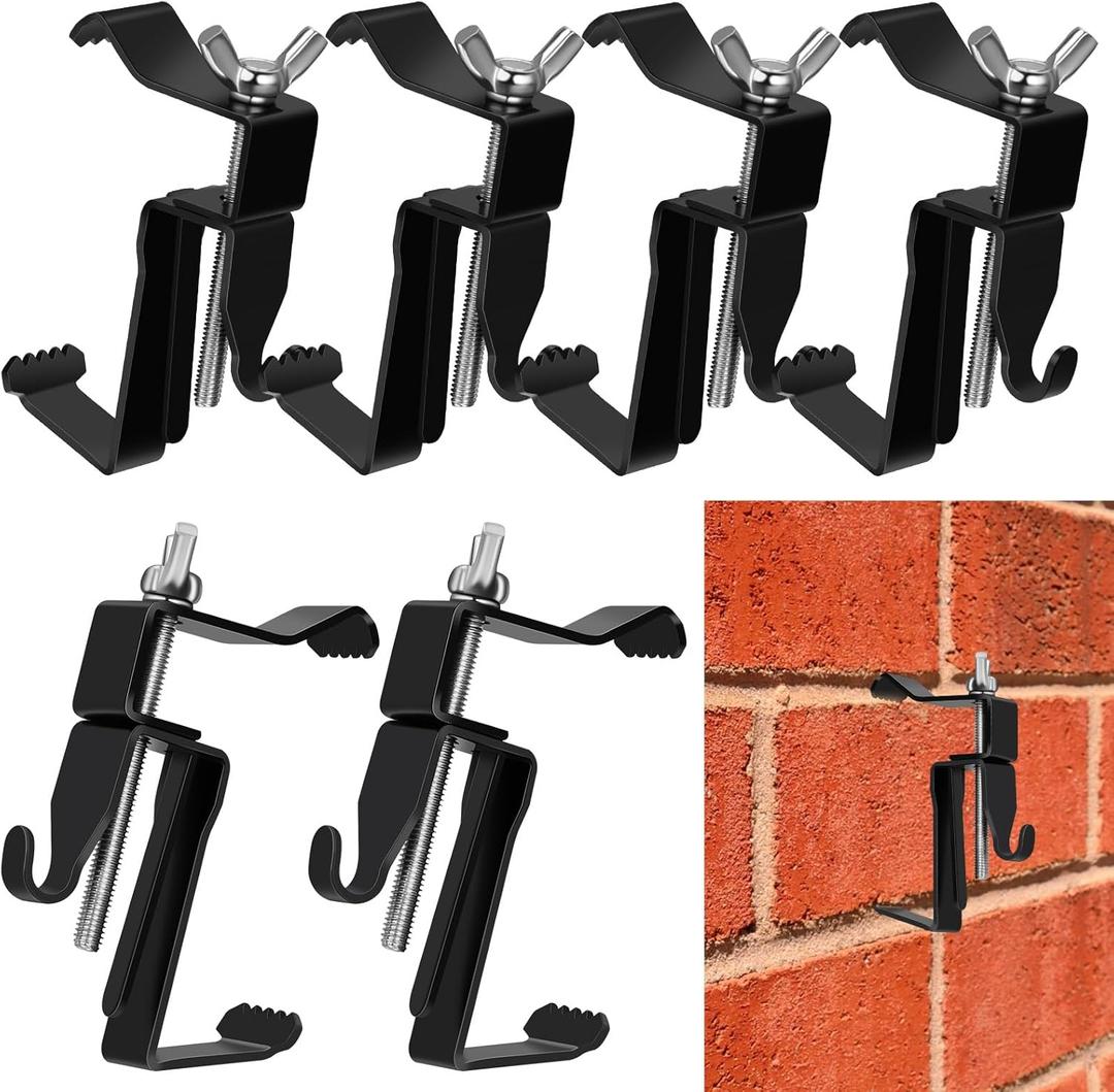 6 Pack Stainless Steel Heavy Duty Adjustable Brick Hooks Clamps, 1-3/4" to 2-3/4" Brick Hangers Clips, No Drill Wall Mounts for Hanging Decorations, Tools, Artwork