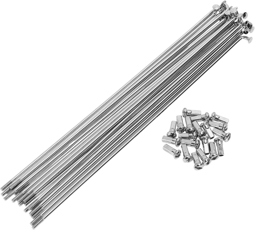20 Set 12G Bicycle Spokes 210mm Bike Wheel Spokes Carbon Steel Galvanized Silver Tone