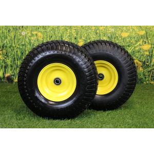 Antego Tire & Wheel (Set of 2) 15x6.00-6 Tire and Wheel Assemblies, ATW-003, 4 Ply Turf Tires, .75" Precision Ball Bearings, John Deere 15x6.00-6NHS Lawn Mower Tires, John Deere Front Tires 15x6.00-6