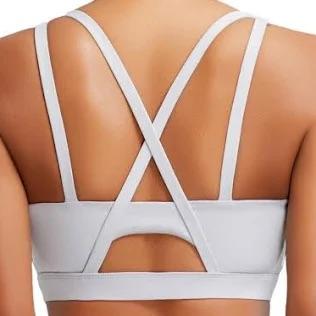 RUNNING GIRL Sports Bras for Women High Support, Criss-Cross Back Strappy Sports Bras for Women with Sewn in Pads(WX3081_Grey_XL)