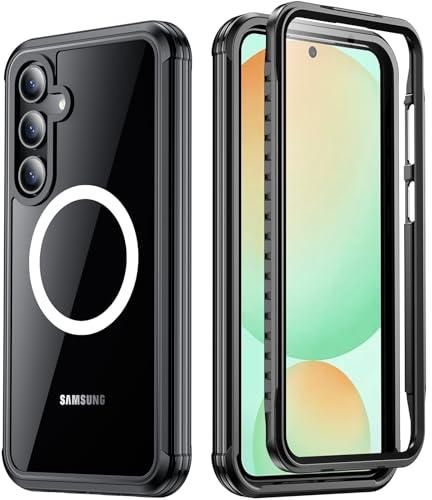 Temdan for Samsung Galaxy S24 FE Case, [Built-in Glass Screen Protector][Compatible with Magsafe][Full Body Shockproof][Work with Fingerprint ID] Heavy Duty Protection Phone Case for S24 FE 6.7"