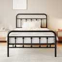 zunatu Twin Size Metal Platform Bed Frame/Victorian Style Headboard and Footboard/Steel Slat Support/Easy Assembly/No Box Spring Needed/Underbed Storage/Noise Free/Black