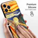 Berkin Arts Compatible with iPhone 15 Pro Max Case Silicone Cover with Screen Protector Shock Art Abstract Painting (The Scream by Edvard Munch)