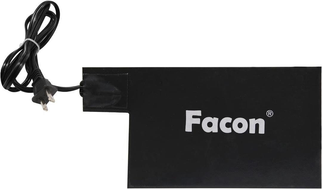 Facon 8-1/ 2'' x 5-1/ 2'' Silicone Battery Heater Pad with Thermostatically Controlled, Automotive Electric Silicone Battery Warmer Pad, 120V, 60Watts Grey