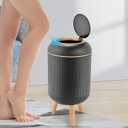 Pukomc Smart Sensor Wastebasket, Convenient and Hygienic Easy to Use, Technology Sensor Waterproof Wastebasket Plastic Trash can for Kitchen, Bathroom, Bedroom, Living Room, Office and Outdoor Black, Size: 1 Pack,  8''L×8''W×16.3''H, 2.6 Gallons