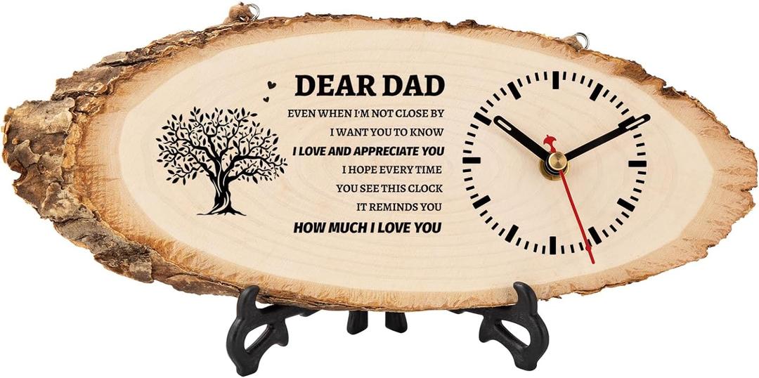 BeauGift Dad Gifts, Wooden Clock Gifts for Dad from Daughter Son Kids, Daddy Birthday Valentines Gift Idea for Papa Father Who Wants Nothing, Fathers Day Present from Child to My Dad