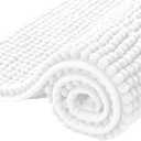 SUBRTEX Bathroom Rugs Chenille Bath Rug Soft Short Plush Bath Mat Soft Shower Mat Water Absorbent Shower Mat Quick Dry Machine Washable(White,16" x 24")