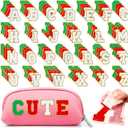 Yilloog 156 Pcs Christmas Self Adhesive Patches Glitter Letters Chenille Clothing Patches Embroidered Repair Red and Green Fuzzy Repair Alphabet Gold Sewing Appliques