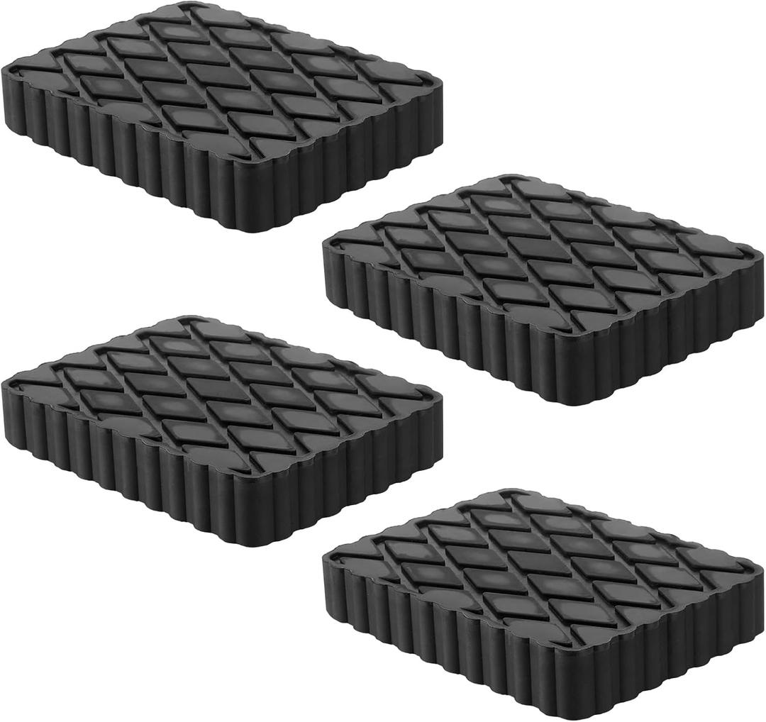 4 Pack Solid Rubber Auto Lift Pads, Anti-Skid Lift Block Spacer Pad for Car Lifts, Jacks and Racks, 3000lbs Loading Capacity, 6-1/3" x 4-3/4" x 1"