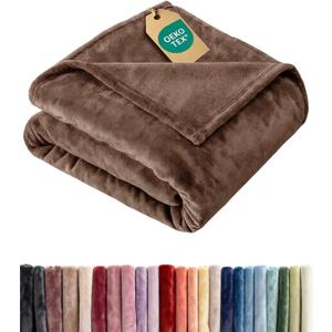 Ultra Soft Fleece Blanket Throw Size - Flannel Fleece Luxury Throw Blanket - Lightweight for Couch Bed Chair - Thick, Warm and Breathable - All Season Cozy Fuzzy, Anti-Static Microplush Bedding, Brown