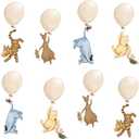12PCS Vintage Winnie Baby Shower Hanging Decoration Double-Side Pooh Cutouts For Balloons Decor Table Centerpiece Newborn Birthday Supplies