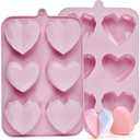 Heart Mold Silicone Jello Molds, 2 Pack Heart Shaped Chocolate Mold Valentine's Day Muffin Brownie Pan for Baking, Jelly Candy Mould for Hot Chocolate Bombs Ice Cube Candle Soap Making