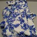 Breezaya Floral Print Layered Hem Belted Dress Maxi Vacation Beach Outfits Women Fall Cloth For Women, Large