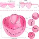 Cowgirl Outfits for Women 60s 70s Hippie Sleeveless Fringe Vest with Cowboy Hat and Sunglasses Halloween Costumes (Pink), Size XL