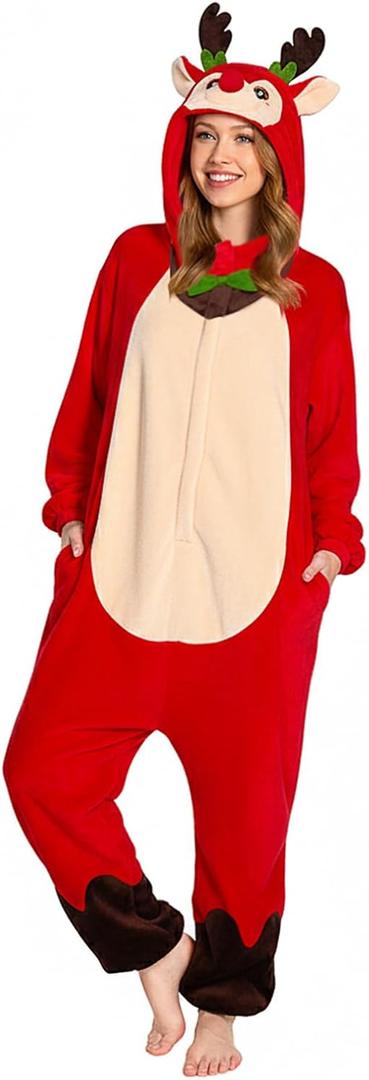 OLAOLA Adult Onesie, Unisex Animal Cosplay Costume, Flannel Pajamas One Piece Halloween Sleepwear (M)