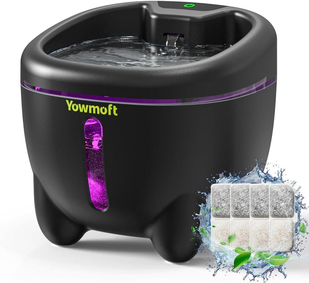 Cat Water Fountain, UV Light Water Fountain for Cats Indoor with Double Wall Inner, 101oz/3L Cat Fountains for Drinking with Quiet Pump, Pet Water Dispenser with Double Power Source & Motion Sensor