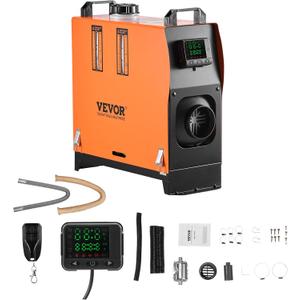 VEVOR 8KW Diesel Heater All in One, DC12-24V, Fast Heating Diesel Air Heater with Remote Control and Color Digital Display, Low Noise, Voice Announcement, for RV, Truck, Camper, Van, Boat and Trailer (Orange)
